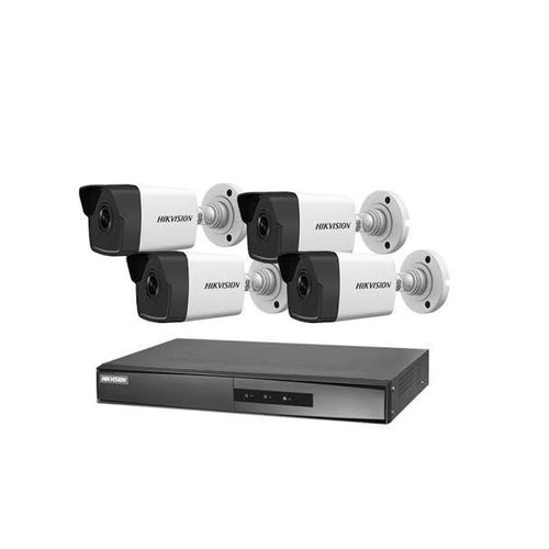 Hikvision Kit DVR 4 canaux 2MP - 4 caméras bullet infrarouge 2M alimenter au courant 220v