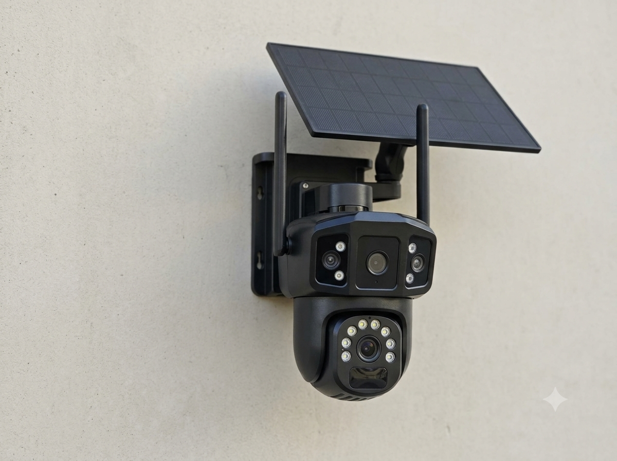 Caméra solaire double vision disponible 4g
